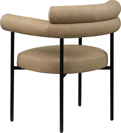 Meridian Furniture Blake Collection Modern | Contemporary Upholstered Dining Chair with Metal Frame, 28.5" W x 24" D x 31.5" H, Tan, Set of 2