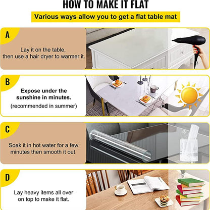 14 72 Inch, 1.5mm Clear Table Cover Protector x Thick Plastic Desk Protector Mat, Rectangular Waterproof PVC Clear