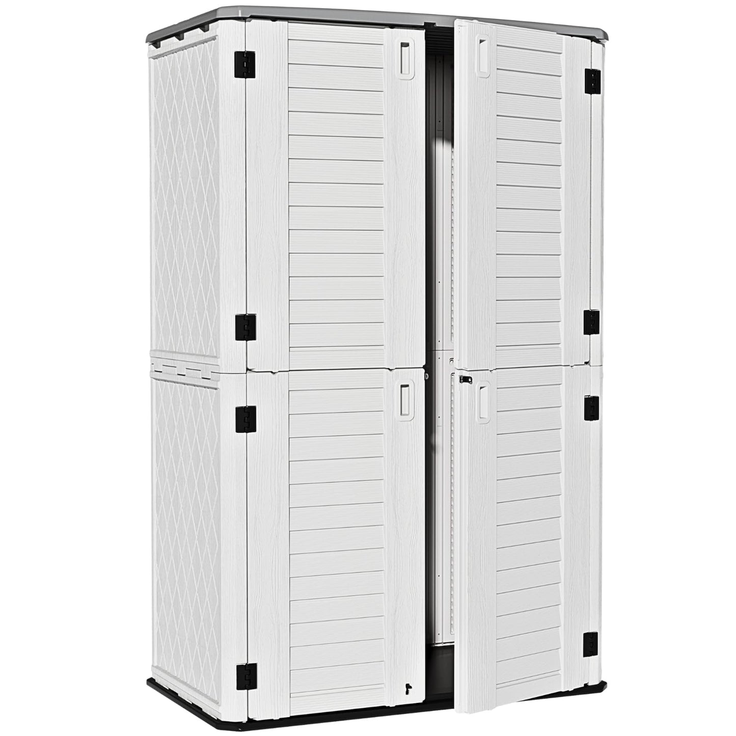 ZZM Large 67 Cu.ft Waterproof Storage Shed, Outdoor Storage Cabinet，Durable Resin Sheds for Patio Furniture, Garden Tools, Pool Accessories, Mower Storage (White)