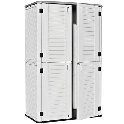 ZZM Large 67 Cu.ft Waterproof Storage Shed, Outdoor Storage Cabinet，Durable Resin Sheds for Patio Furniture, Garden Tools, Pool Accessories, Mower Storage (White)