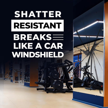 Dulles Glass Shatter-Resistant Home Gym Mirror – 36" x 72" – Wall Mount Kit Included – Commercial Grade Safety Full-Length Exercise, Dance, Yoga & Martial Arts Mirror
