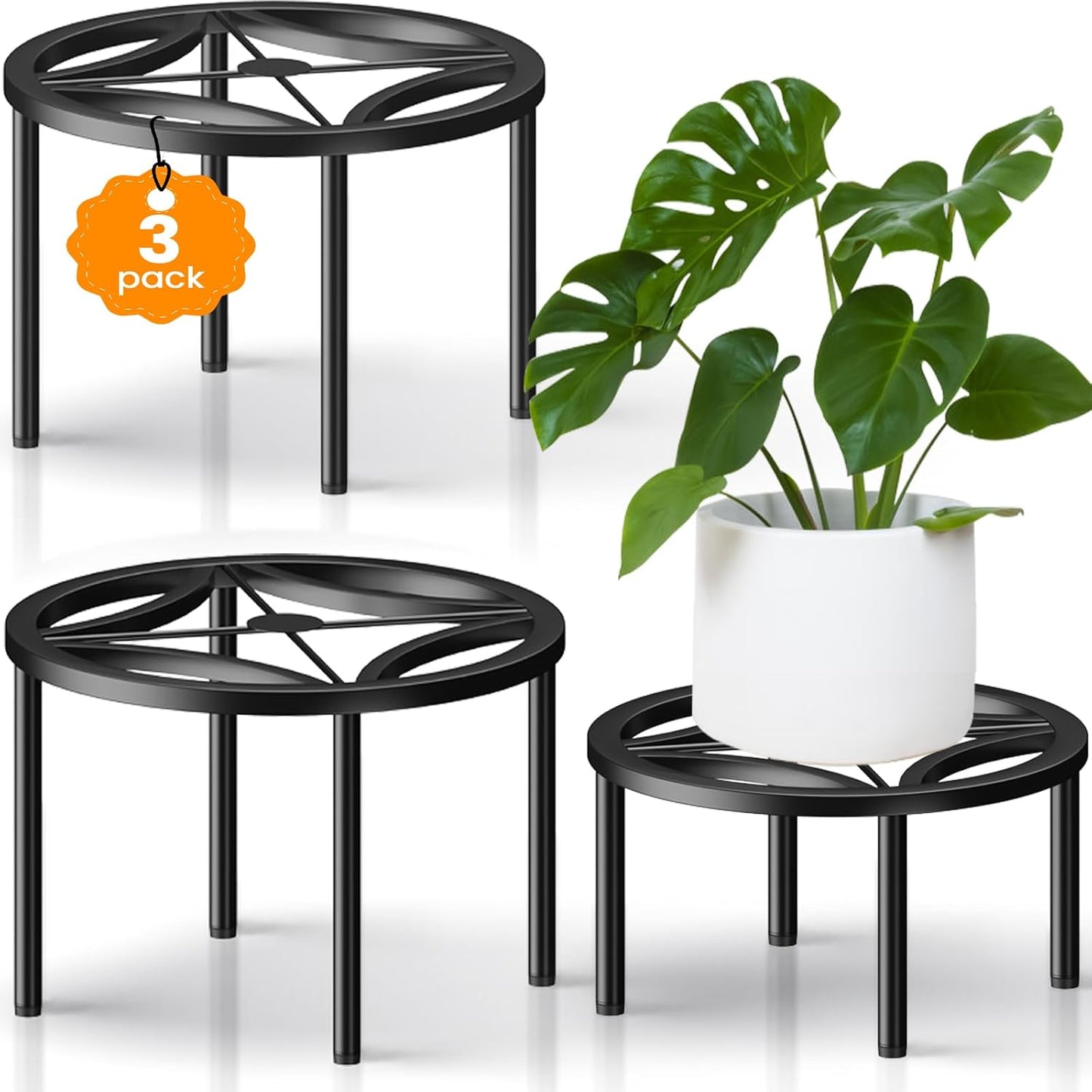 3-Pack Use(10.24" 10.24" 8.66" TOSKING Plant Stands - Heavy Duty Low Plant Stand, No Assembly Required Risers