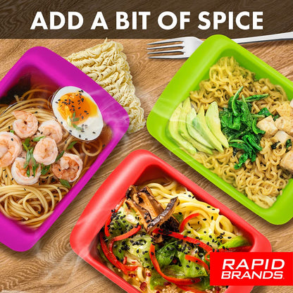 Rapid Ramen Cooker - Microwave Ramen in 3 Minutes - BPA Free and Dishwasher Safe | Perfect for Dorm, Small Kitchen, or Office (2-Pack,Black)
