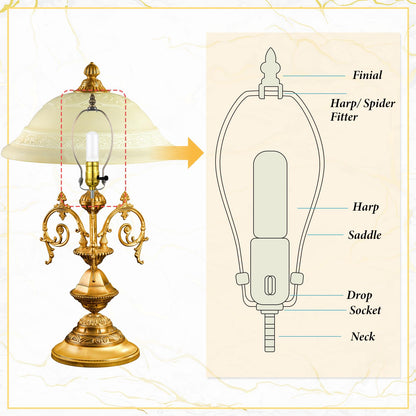 Honoson 2 Sets Lamp Repair Kit Table Rewire Lamp Parts with 3 Way Socket Matching Cord and Essential Hardware Wiring Kit for Table Floor DIY Design Repair Light Do It Yourself(Golden)