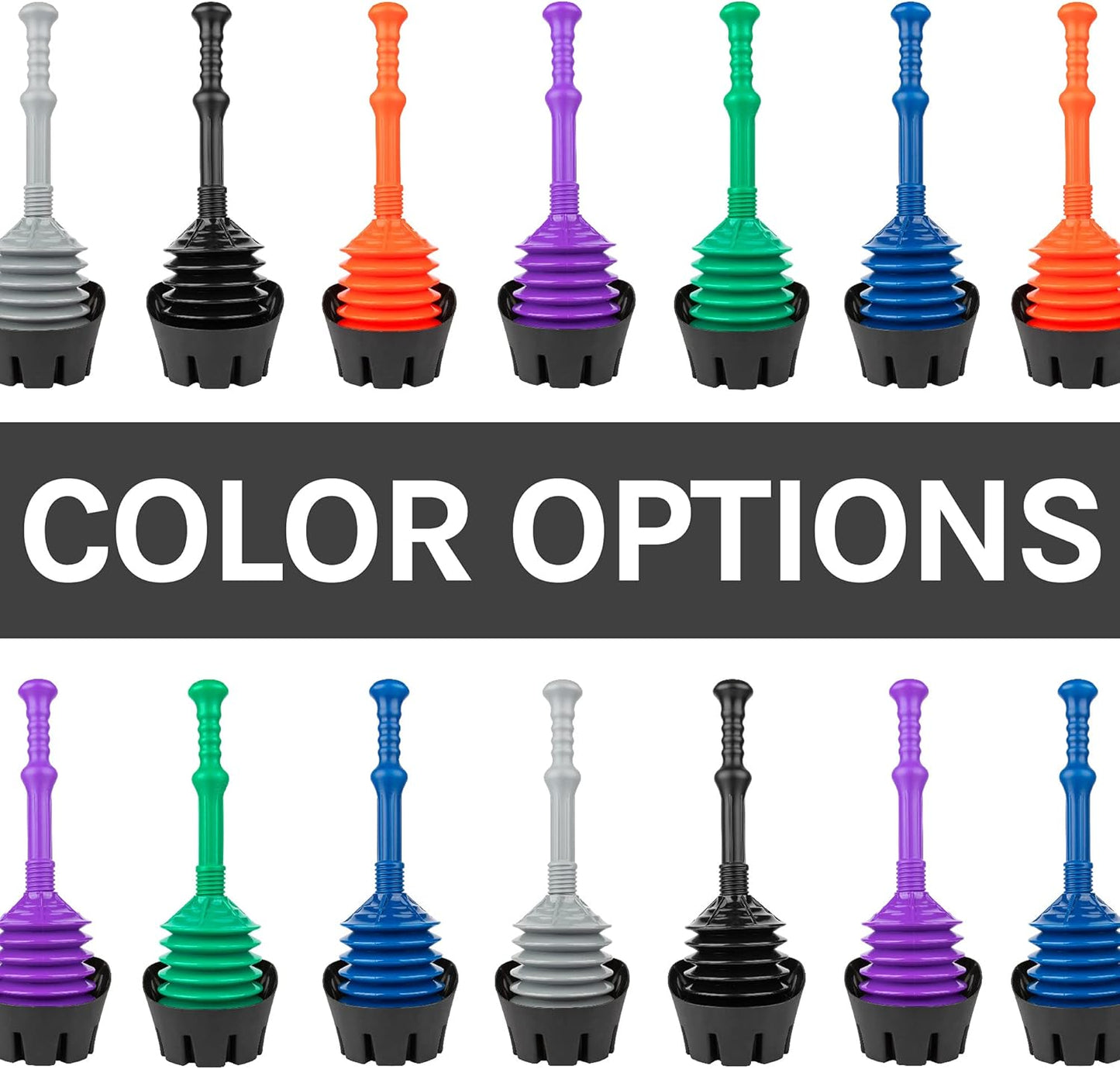 JS Jackson Supplies Black Toilet Plunger with Black Bellows Accordion and Storage Tray