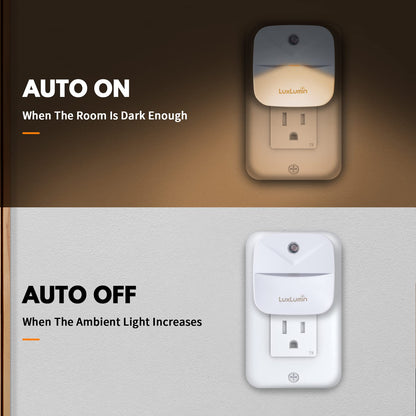 LED Night Lights Plug into Wall with Dusk-to-Dawn Sensor, Automatically Turn on and Off,Night Light for Kids,Bedroom,Bathroom,Stairs, White, 6 Packs