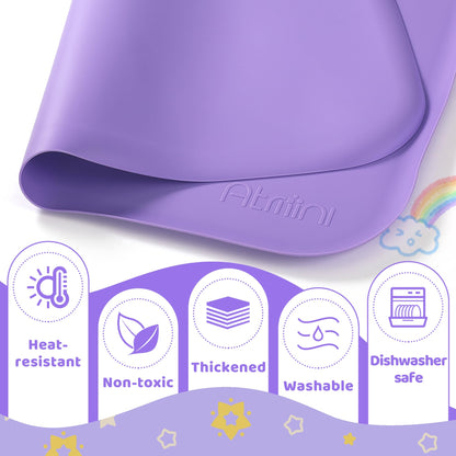 AtMini Silicone Art Mats for Kids, 24"x16" Silicone Craft Mat with Lip to Keep Clean, Play Sand, Painting, DIY Crafts Mat for Kids (Purple)