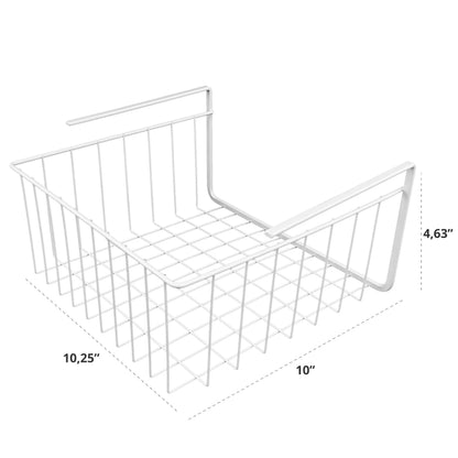 Southern Homewares White Wire Under Shelf Storage Basket Set – 4-Piece Under Cabinet Hanging Storage for Kitchen, Pantry, Organization (10.25" L x 10" W x 4.63" H, 1, Pack of 2)