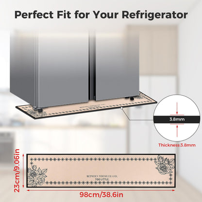 Incycall Fridge Mat - 9.1" x 38.6"Refrigerator Mats with Water Absorbent, Leak-Proof Rubber Backing, Easy to Clean, Bohemian Design, Protect Floors from Spills (Rose)