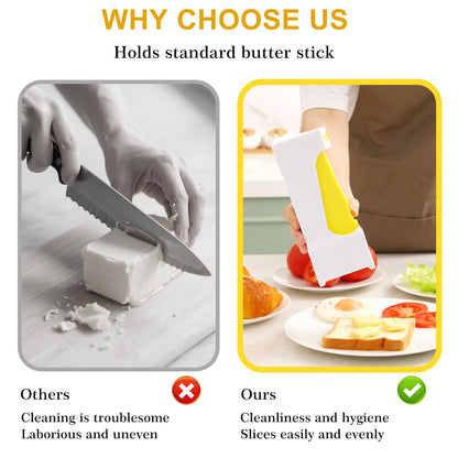 One-Click Butter Slicer with Airtight Storage - Stainless Steel Blade Butter Dispenser, Fridge-Friendly Container with Sealed Lid (Dishwasher Safe)