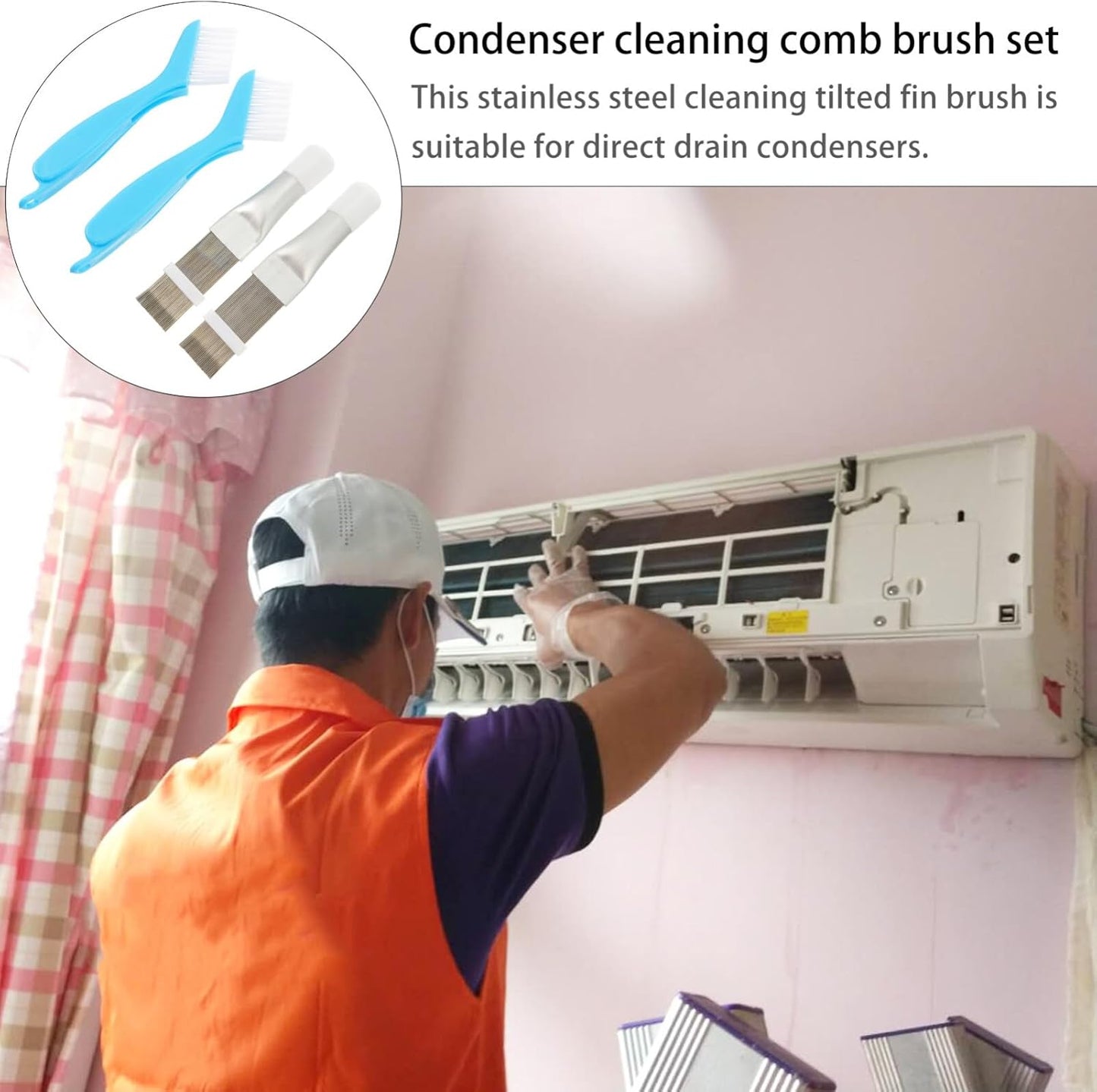 PRETYZOOM 4pcs Air Conditioner Fin Cleaning Set: AC Fin Comb and Condenser Fin Straightener Cleaner