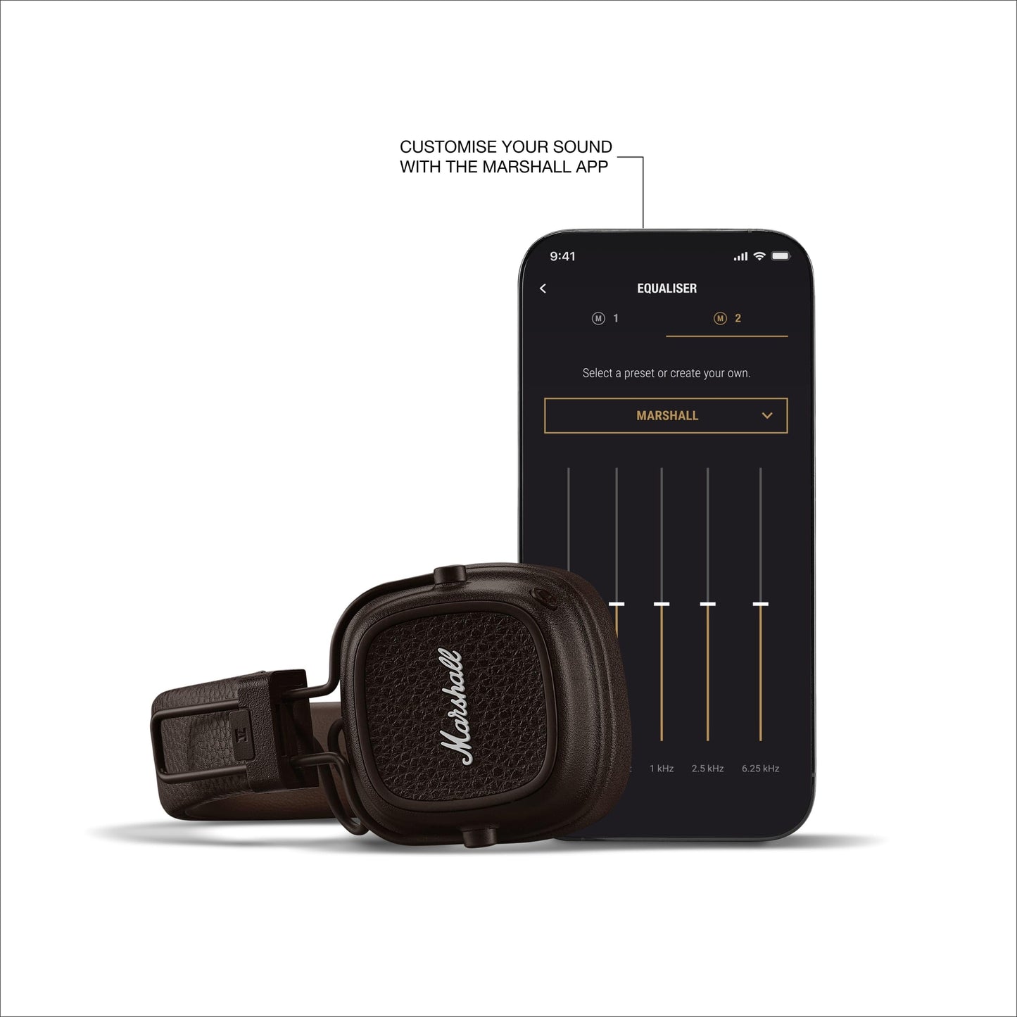 Marshall Major V On-Ear Wireless Bluetooth Headphones - Brown