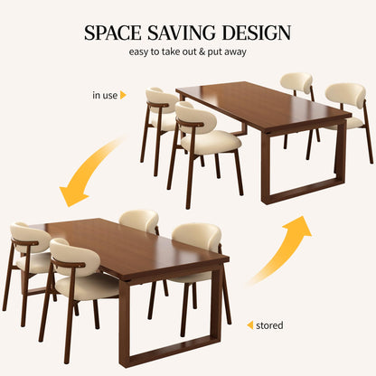JCAJCA Kitchen Dining Chairs Set of 4 Modern Upholstered Leather Farmhouse Dining Room Chair with Metal Legs, Walnut/Beige