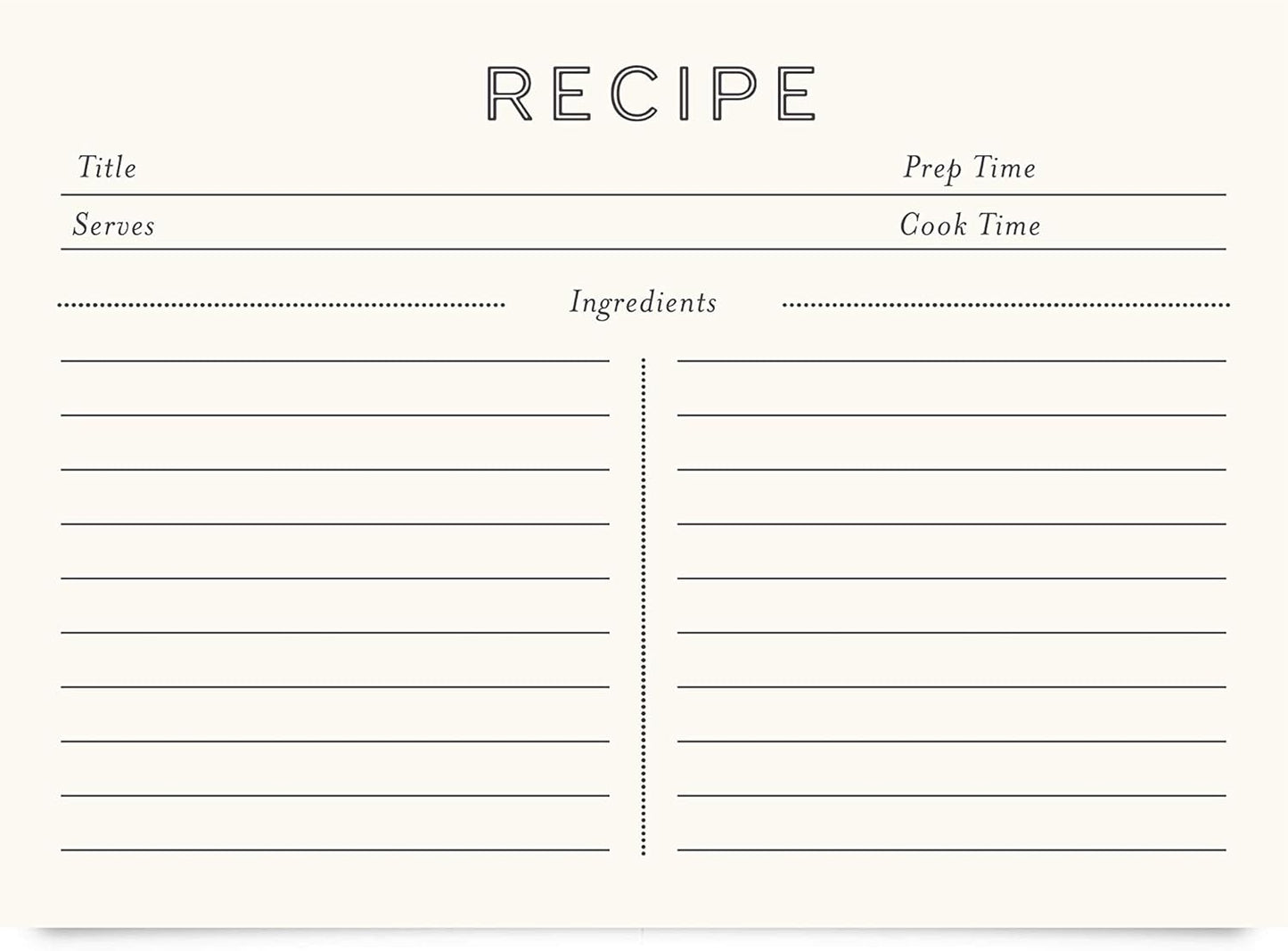 Jot & Mark Recipe Cards 5x7 Inches, Blank Double-Sided, 50 Count (Modern Minimal)
