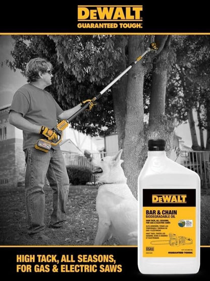 (32 oz 2)) DEWALT Biodegradable Bar & Chain Oil Green, Eco-Friendly, Non-Toxic Professional Bar & Chainsaw Lubricant