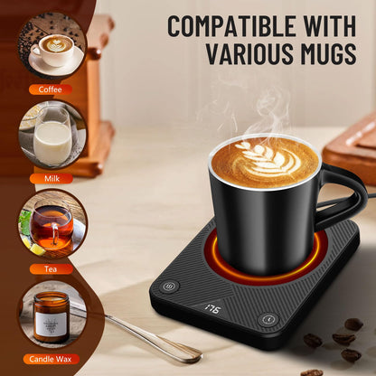 Mug Warmer, Coffee Mug Warmer with 3 Temperature Settings, Coffee Warmer for Desk Auto Shut Off, Portable Candle Warmer Plate for Bevarages, Tea, Various Cups, Mom Gifts for Mothers Day