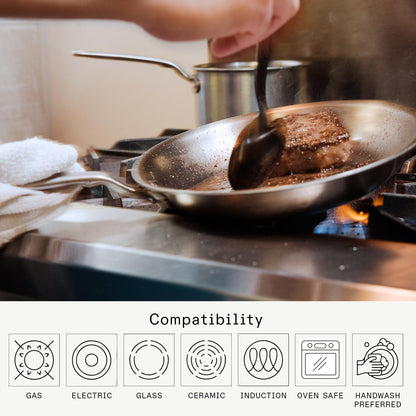 Made In Cookware | 8-Inch Stainless Steel Frying Pan | 5 Ply Stainless Clad | Professional Cookware | Crafted in Italy | Induction Compatible