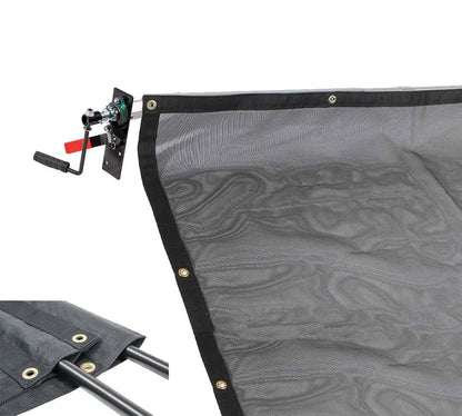 Mytee Products Manual Cab Level Hand Crank Tarp Roller Kit for Dump Trucks Trash Hauler with 7' x 18' PVC Mesh Tarp Double Pocket