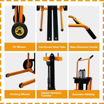 Portable Hydraulic Material Lift, Heavy-Duty Manual Pallet Jack for Garage Shop Lifting Moving