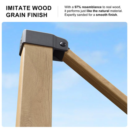 PURPLE LEAF 12FT Patio Umbrella Square Cantilever Umbrella Teak Finished Aluminum Frame Large Windproof Offset Outdoor Sun Umbrellas for Beach Pool Deck, Navy Blue