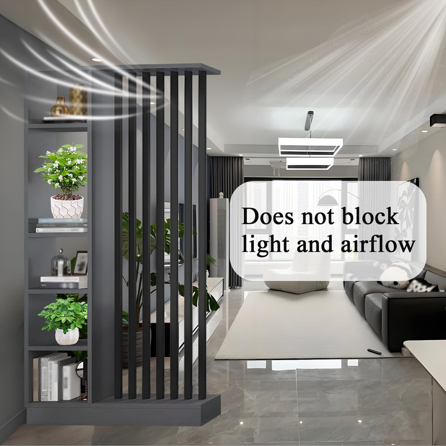 Wall Room Divider with Shelves, Entrance Hall Partition Screen Column Floor to Ceiling - Freestanding Room Divider with Storage Shelf, Freestanding Decor for Bedroom (A Gray + Black, 39.4in / 100cm)