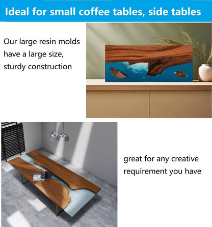 2Pcs Extra Large Reusable Epoxy Resin Table Mold15.7x9.8x3 inch 11.4x7.5x2 inch Rectangles Epoxy Resin Molds for River Table, Coffee Side Table, Cutting Board, Charcuterie Board, Art Panel