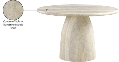 Meridian Furniture 701Travertine-T Cosenza Collection Art Deco 48.5" Indoor/Outdoor Concrete Dining Table with Travertine Finish, 48.5" W x 48.5" D x 30" H, Travertine