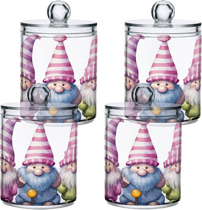 Gnomes Pink 2PC Airtight Transparent Plastic Storage Jar - Food Storage Container for Herbs, Tea, and More