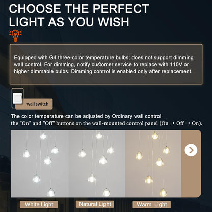 ABTTOI 16-Lights High Ceiling Chandelier H130 Modern Chandeliers LED High Ceiling Pendant Light Bubble Crystal Chandelier for Foyer Hallway Stairwell Black Adjustable Long Lights Fixture