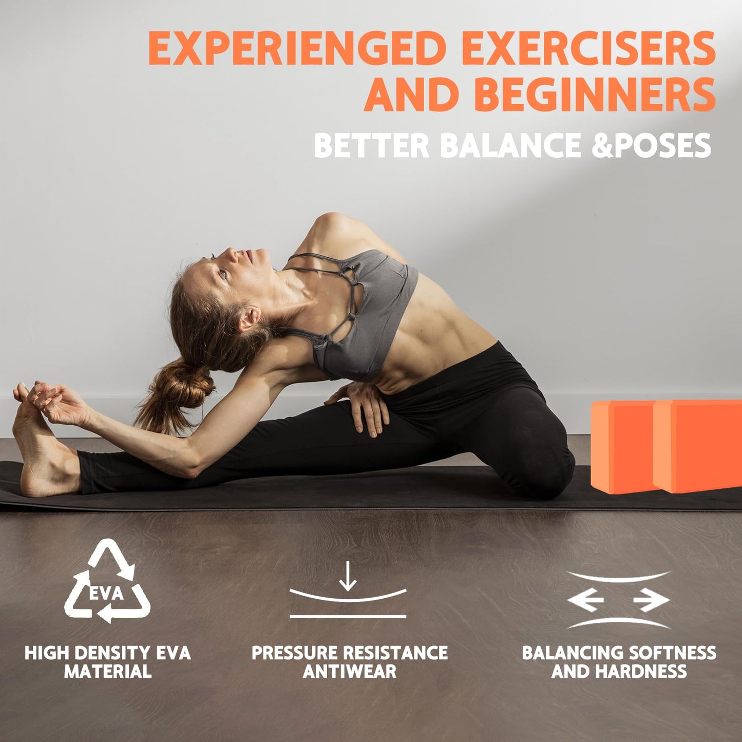 Yoga Block - Supportive Latex-Free Eva Foam - Soft Non-Slip Surface with Beveled Edges for Yoga, Pilates, Meditation - Yoga Accessories for Stability, Balance, Deepen Stretches