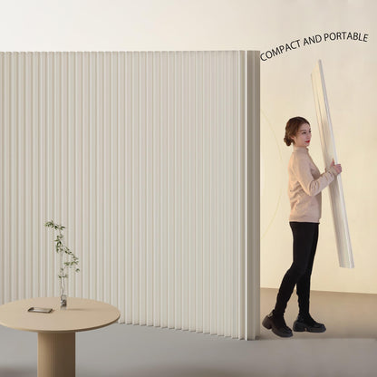 Paper Room Divider, Folding Privacy Screen Lightweight Stretchable Accordion Room Divider Wall, Portable Paper Wall Divide for Home, Office, Clothing Shop (White, L：118in x W: 17in x H：71in)