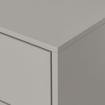 Furniture of America Alistair Modern Wood Nightstand with 2 Drawers and Vertical Chrome Handles, Large Bedside Table, Wooden Night Stand for Bedroom, Guest Room, Dorm, No Assembly Needed, Light Taupe