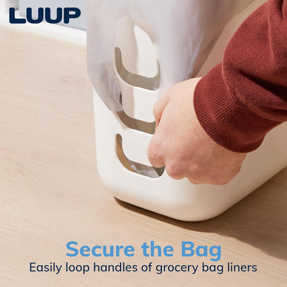 2pk, 2.5 STORi Luup Bathroom Wastebasket Secure Grocery Bags, Plastic Garbage Container for Vanity, Laundry Room