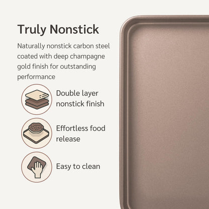 HAPPIELS Premium PFOA free Nonstick Baking Pans Bundle of 4 items: 13 x 18 inch Half Baking Sheet Set of 2, 5 x 9 inch Loaf Bread Pan, 9 x 13 inches Cake Baking Pan