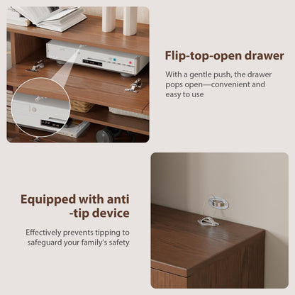 Mansfieler Wood tv Stand 65 Inch for Living Room,Morden Entertainment Center with Storage Cabinet, Console Table and Adjustable Shelvestv Stand Furniture Cable Clamps Bedroom.