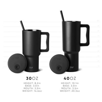 Simple Modern 40 oz Trek Tumbler with Handle and Straw Lid | Cup Holder Friendly Insulated Stainless Steel Travel Mug | Almond Birch