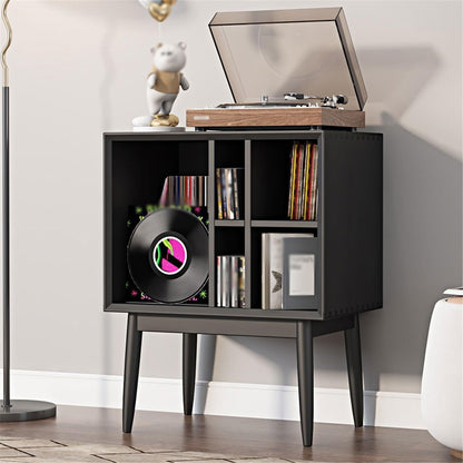 uP9sF2mD DVD Shelf Organizer Retro Vinyl Record Cabinet Magazine Storage Bookcase Wooden Sofa Sideboard CD Storage Rack