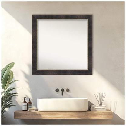 Amanti Art Bronze Bathroom Mirror for Over Sink, 31x31 Odin Antique Bronze Square Vanity Mirror, Large Modern Wood Frame, Hangs Horizonally and Vertically, Bathroom Wall Decor, Non-Beveled Edge