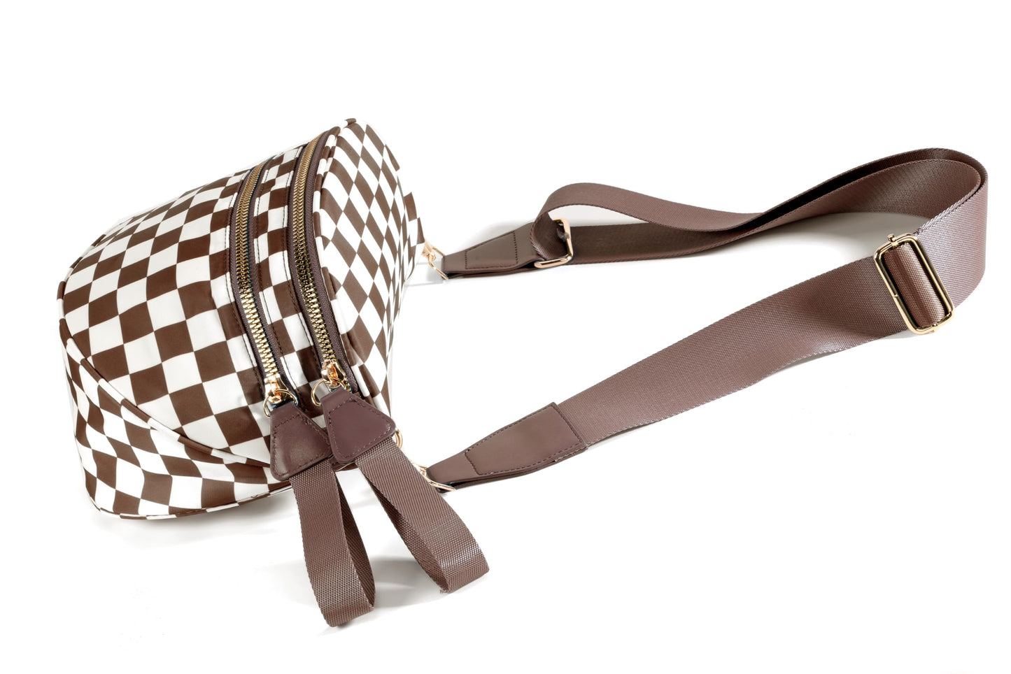 Spacious Checkered Nylon Crossbody Bag Bum Bag Checkered Handbags Wallets for Women