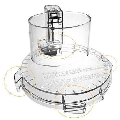 4 Locking Tabs DFP-14NWBCT1 Clear Food Processor Work Bowl Cover Compatible with Cuisinart Tritan Only fits Bowl DLC-005AGTXT1 Fits Model DFP-14, NOTE:This New Lid Only Fits WorkBowl with 4 Tabs