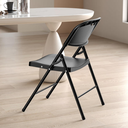 Nazhura 650 Weight Limit Heavy Duty Plastic Folding Chair with Reinfoced Steel Frame for Indoor and Outdoor, Wedding, Party, Restaurant, Meeting Room, Patio and Garden (Black, 12 Pack)