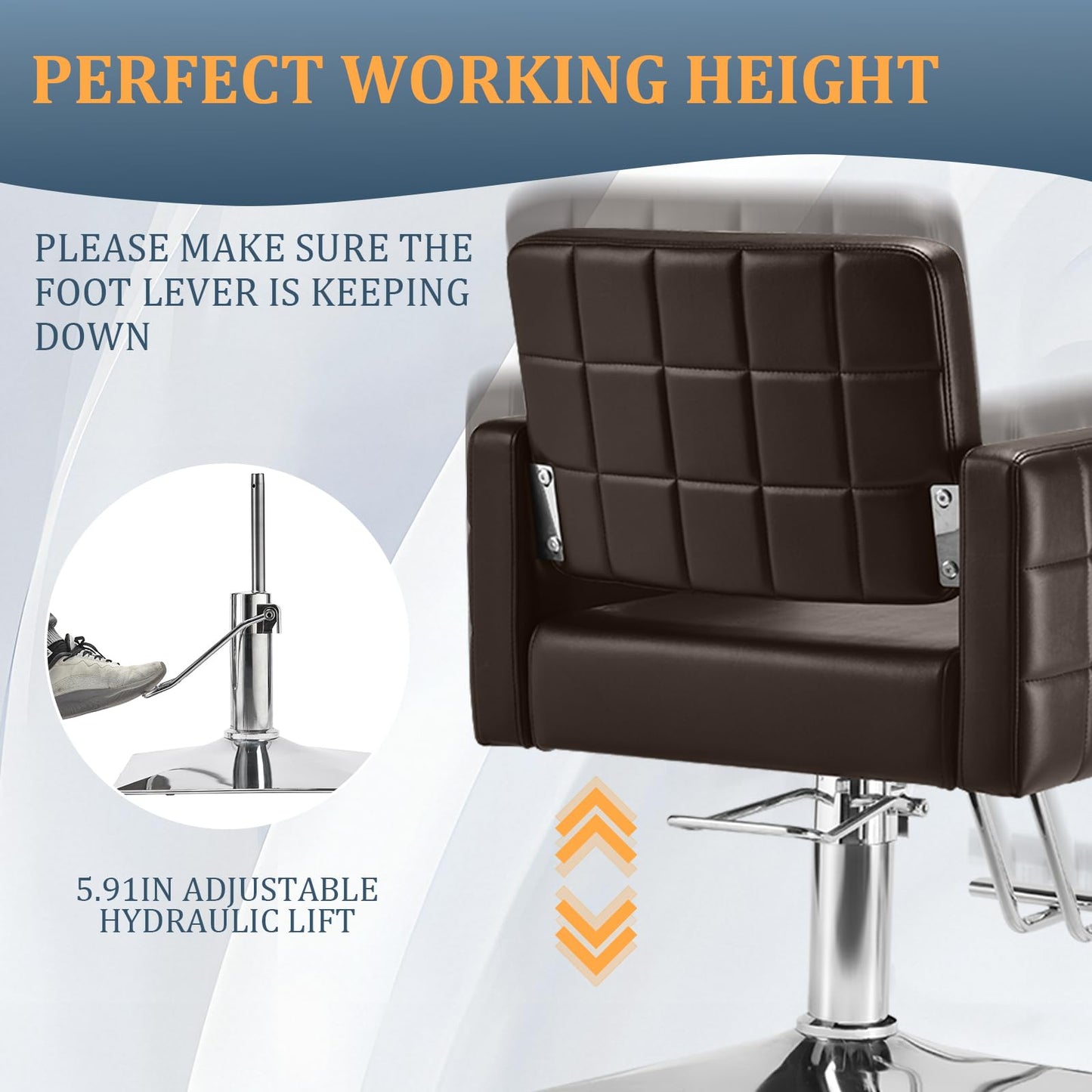 Barber Salon Chair for Barbershop - Load Weight 330 Lbs,Heavy Duty Hydraulic Pump Height Adjustable,360°Swivel with Footrest,Soft Leather with Armrest,Salon Spa,Hair Styling Stylist,Braiding (Brown)