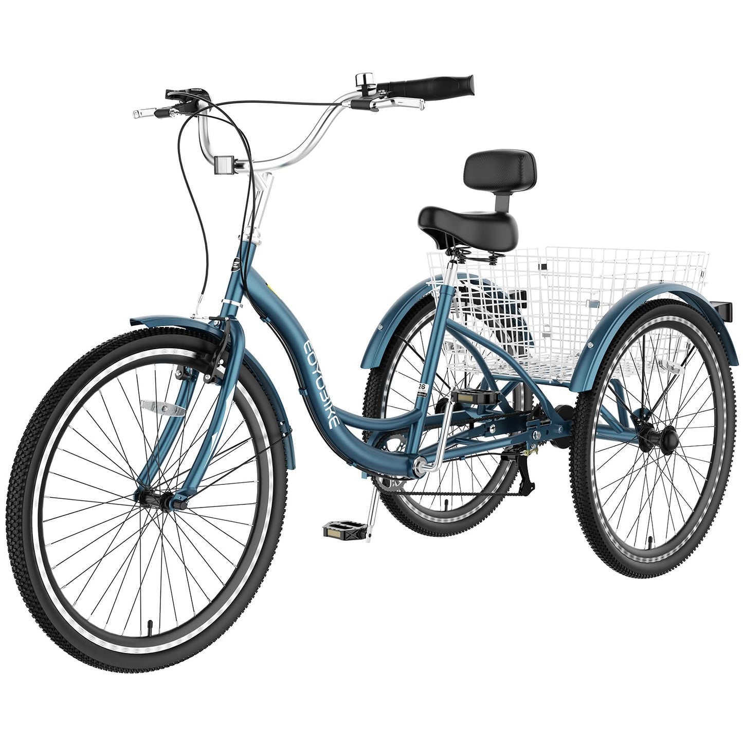 Slsy Adult Tricycle 7 Speed, 20/24/26 Inch Step-Through 3 Wheel Bike for Adults with Large Shopping Basket, 350 lb Capacity Adult Trike for Seniors, Women and Men