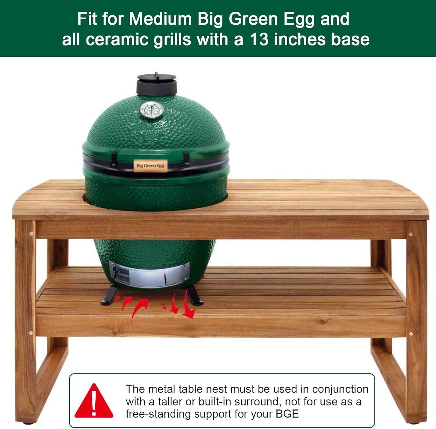 Medium Big Green Egg Grill Stand Table Nest - Enhanced Stability & Durability