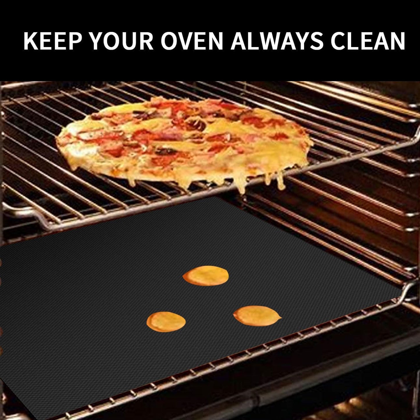 Oven Liners for Bottom of Oven, 23.6x15.7 Inch Heavy Duty Non-stick Reusable Mat for Gas Electric Oven