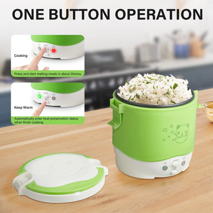 1L 12V OSBA Mini Rice Cooker, Travel Rice Cooker Small For Car, Cooking For Soup Porridge and Rice, Cooking Heating