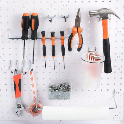 Zubebe 106 Pcs Pegboard Hooks Assortment with Bins, Pegboard Accessories Organizer Kit Include Bins with Hooks and Loops Paper Towel Craft Holder for Hanging Tool(Silver, Clear)