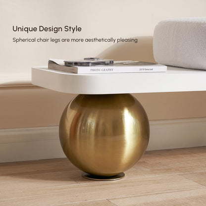 homary 47.2" Modern Entryway Bench, Wooden Boucle Upholstered Bench with Abstract Metal Legs, Lambswool Cushioned Seating for Entryway, Bedroom or Living Room