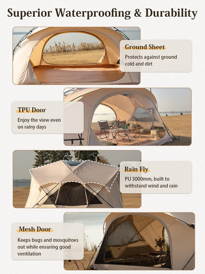 TOMOUNT Canvas Bell Tent with Stove Jack, 2-4 Person Use for Family Camping Glamping Yurt Tent 4 Seasons