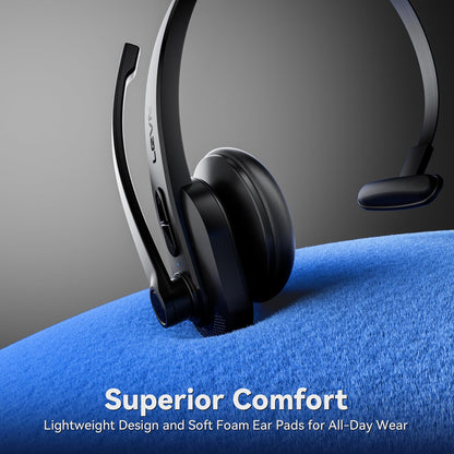 LEVN Wireless Headset with Mic for Work, Bluetooth Headset with Microphone-AI Noise Cancelling, Single-Ear Wireless Headphones with Mic & USB Dongle for PC/Computer/Call Center/Laptop/Teams/Zoom/Home